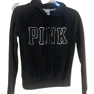 PINK black hoodie with front black and white PINK logo size extra small